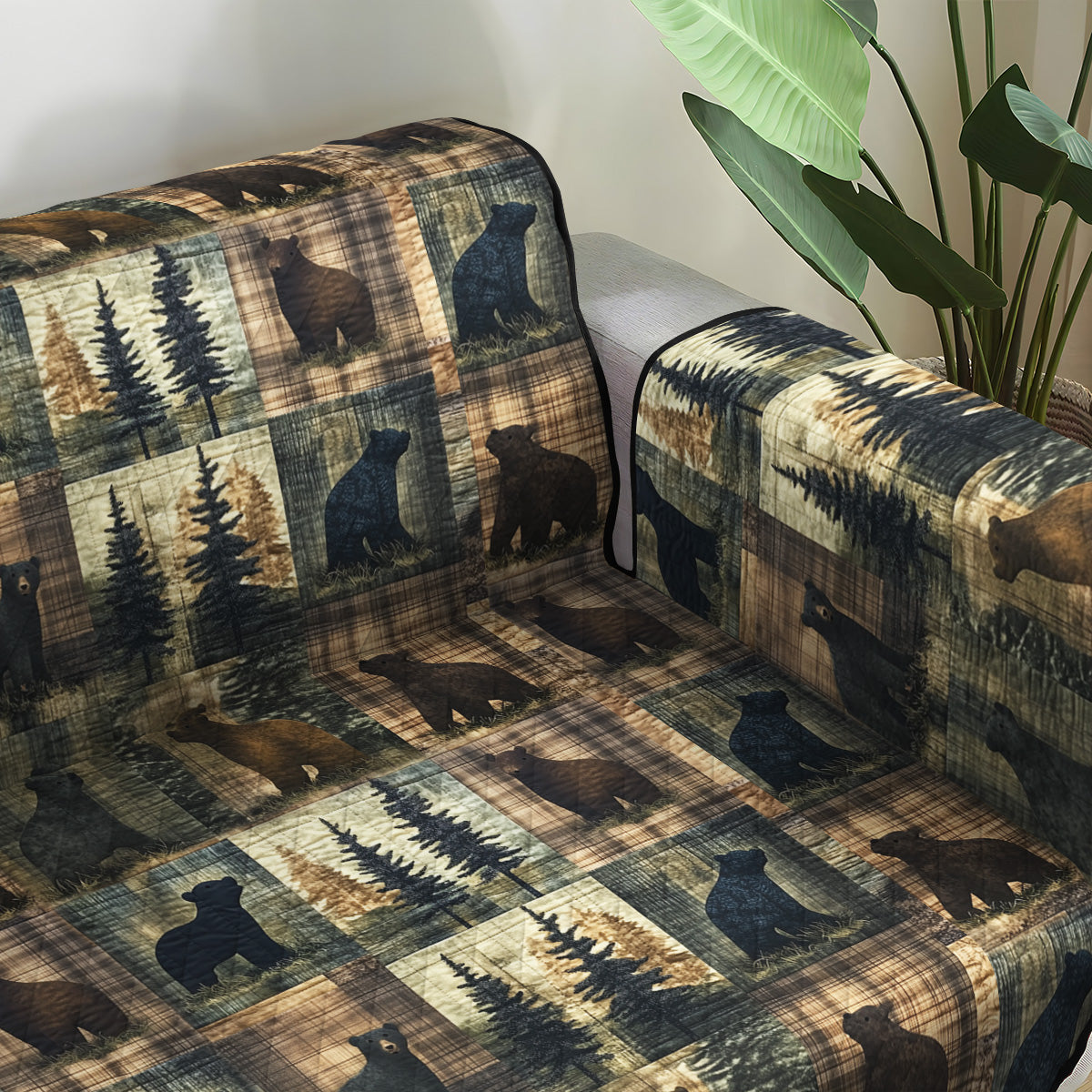 Cedar Trails Quilted Sofa Cover Holiday Couch Covers Gift For Wildlife Lovers