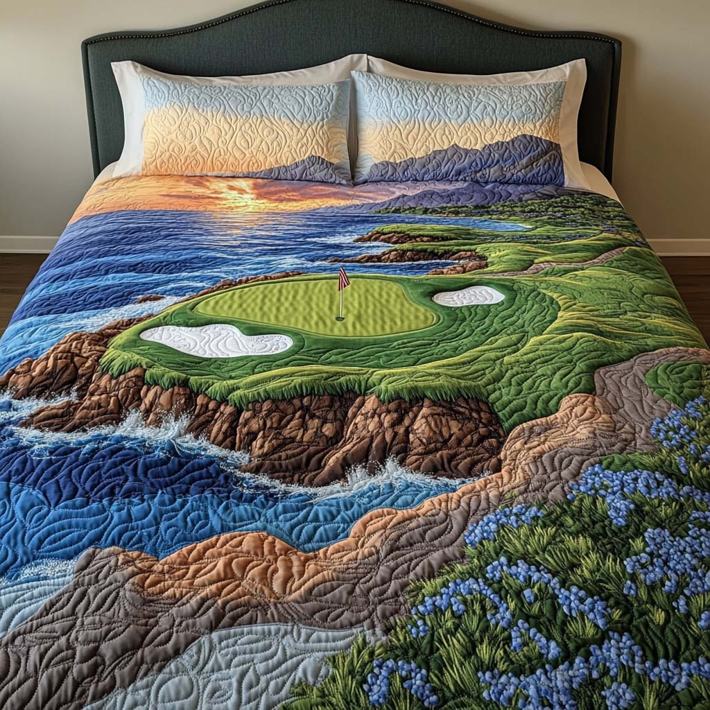 Cedar Valley Golf Course Quilted Bedding Set Duvet Cover Bed Sheet Set Golf And Gifts