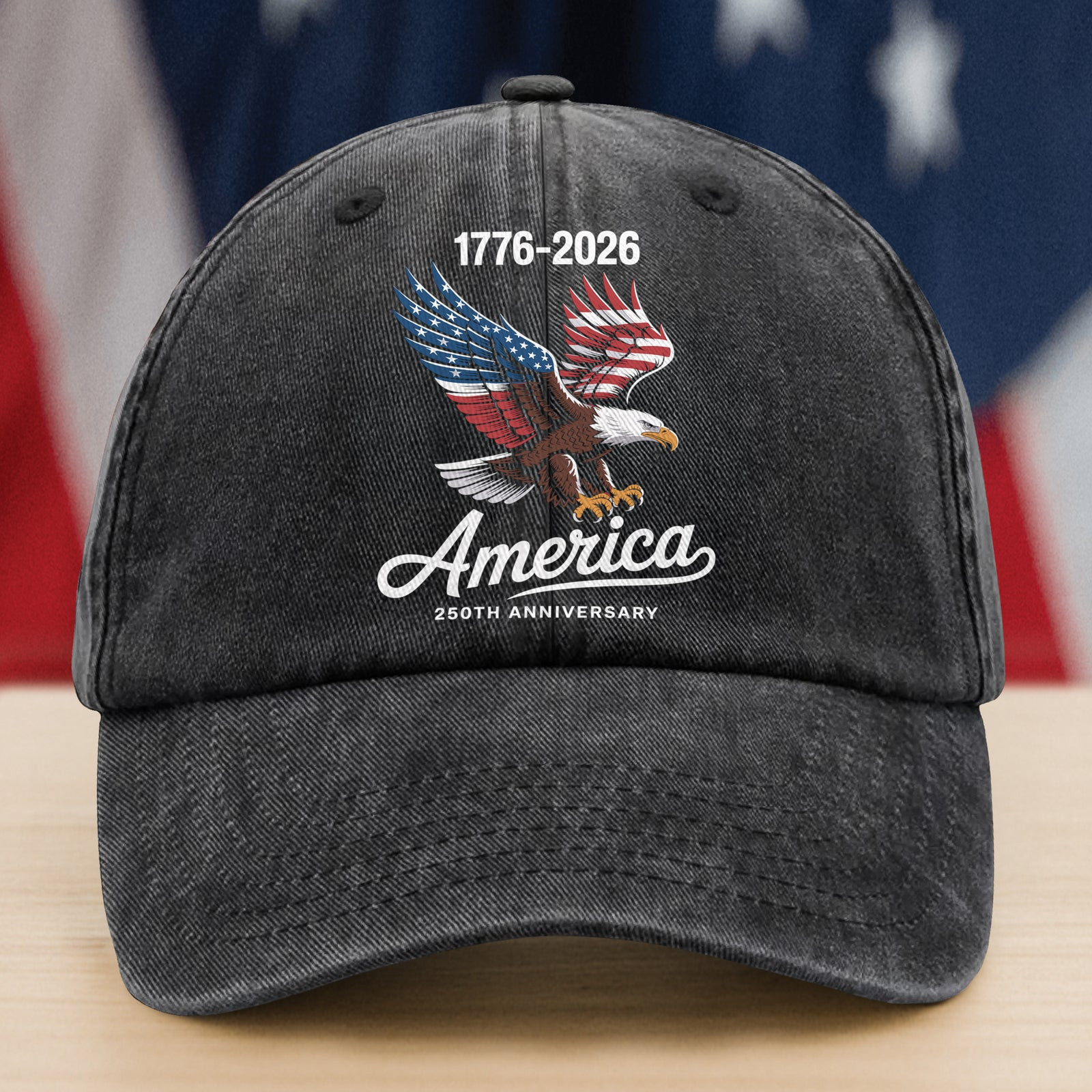 Celebrate 250 Years Of America Usa Anniversary 1776-2026 Washed Denim Baseball Cap America 250 Merchandise Gifts For Patriotic Dad