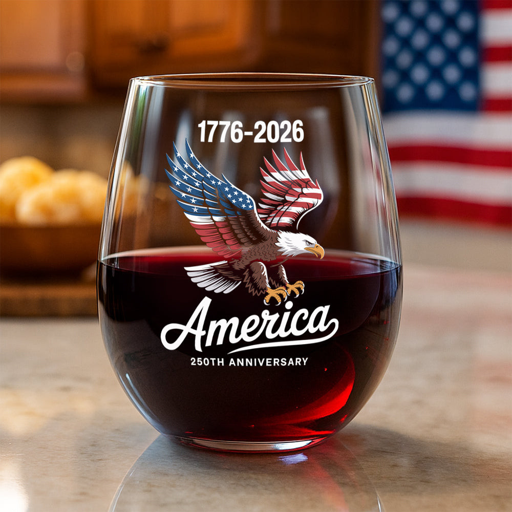 Celebrate 250 Years Of America Usa Anniversary 1776-2026 Wine Glass America 250 Merchandise Patriotic Gifts For Veterans