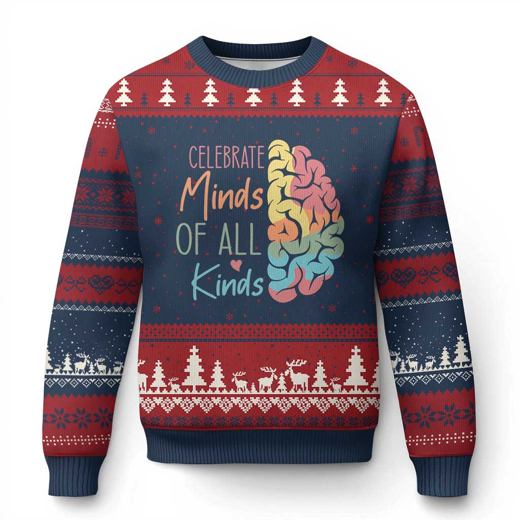 Celebrate Minds Ugly Christmas Sweater Special Xmas Jumper Gifts For Teacher ASD