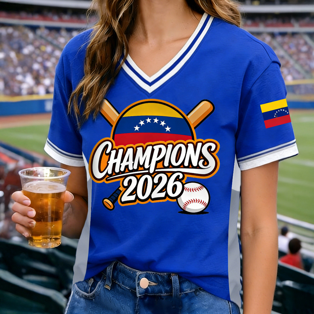 Celebrate Venezuela 2026 Baseball Champions V-Neck Shirt Venezuela 2026 WBC Champs Clothes