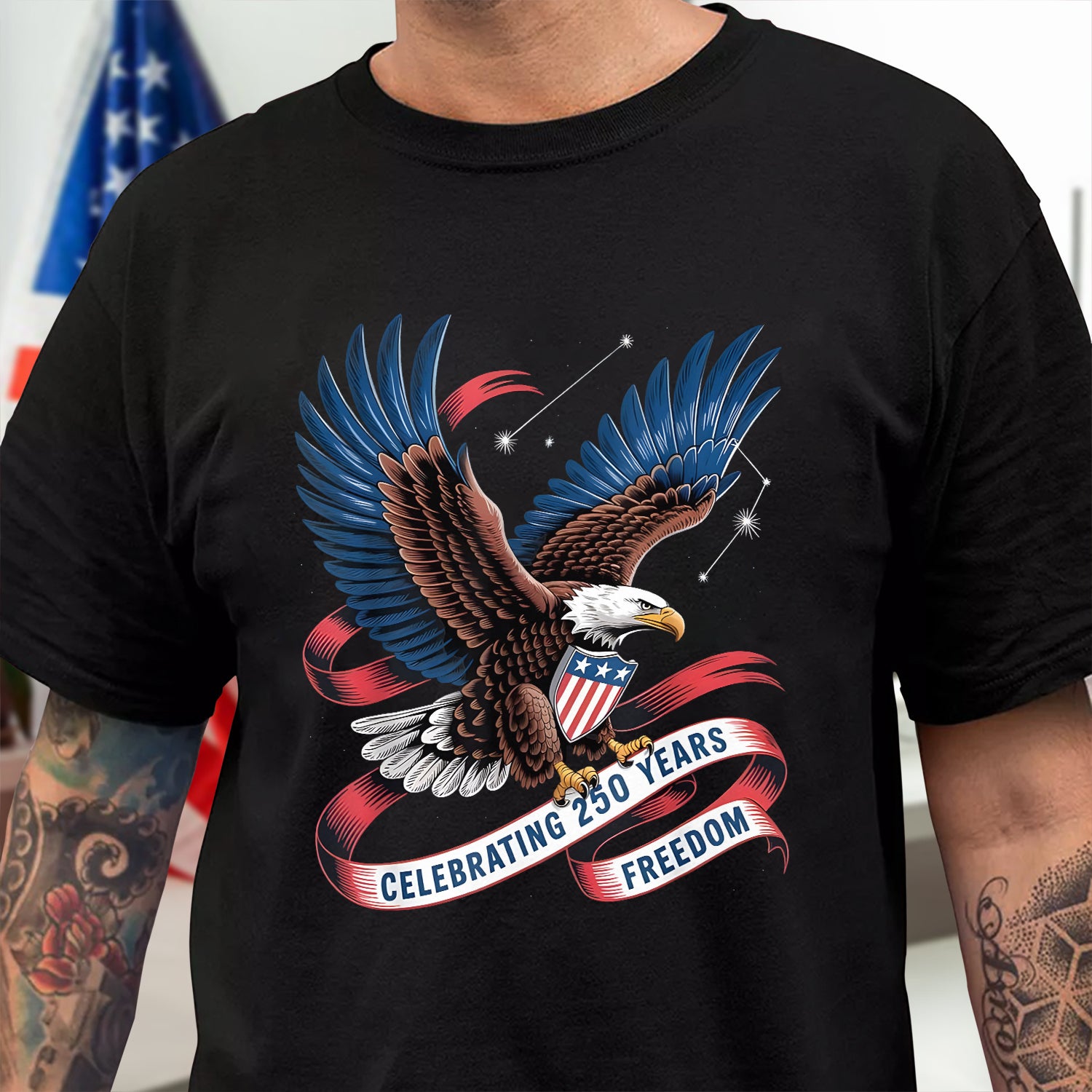Celebrating 250 Years Freedom Dark Shirt America 250 Merchandise Patriotic Gift Ideas