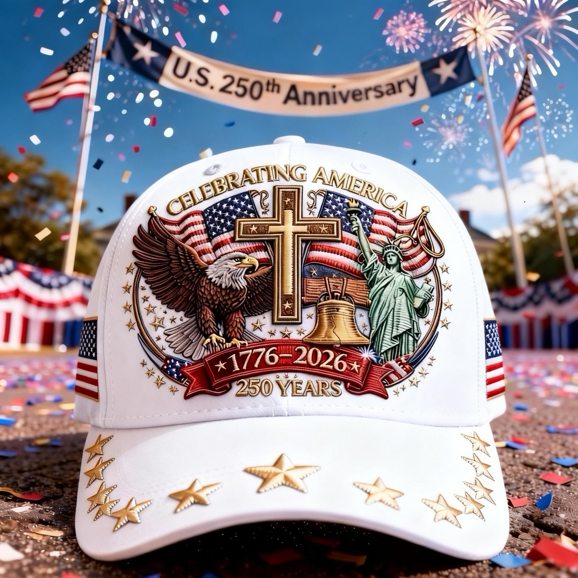 Celebrating America 250 Years Hat US 250th Anniversary 1776 2026 Ball Cap Patriotic Merch