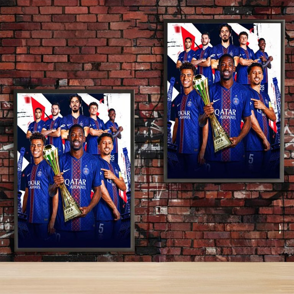Celebration PSG Won 2025 Intercontinental Cup Paris On Top Of The World Poster Home Decor