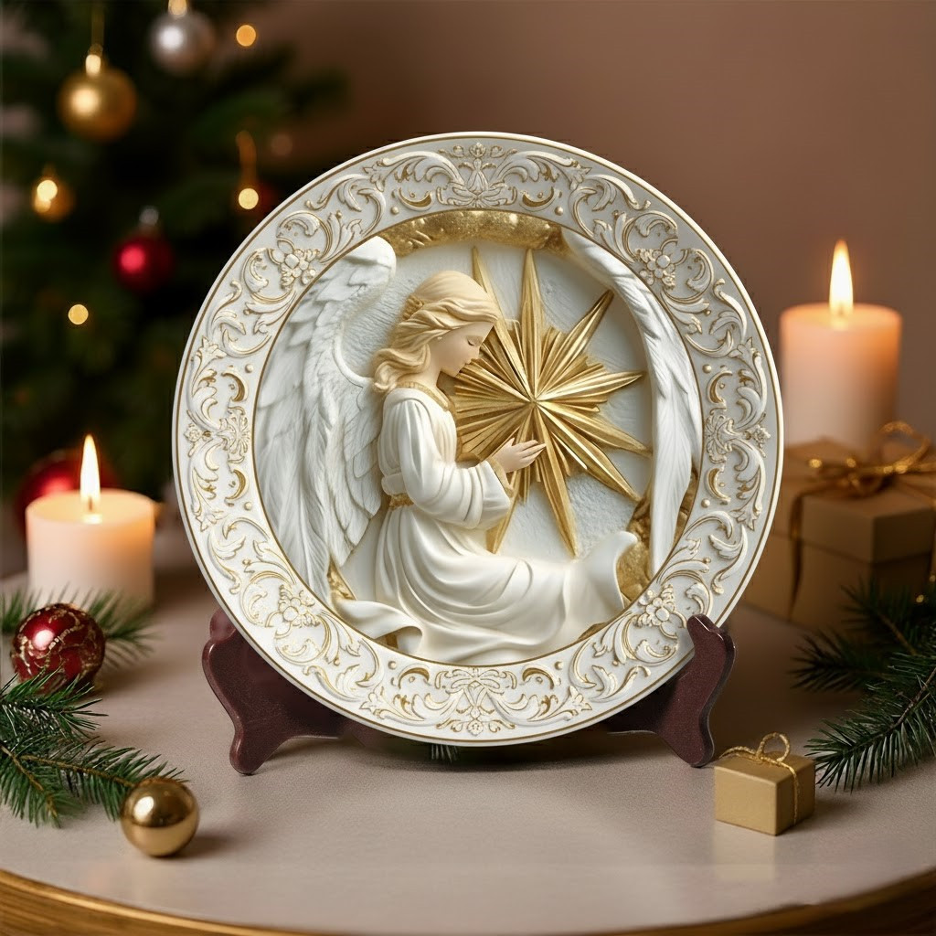 Celestial Angel Christmas Ceramic Plate Decoration Gifts For Christians