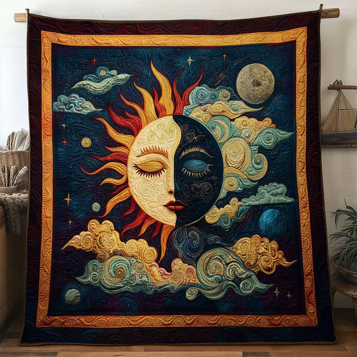 Celestial Balance Quilt Beautiful Printed Quilt Blanket for Home Aesthetics