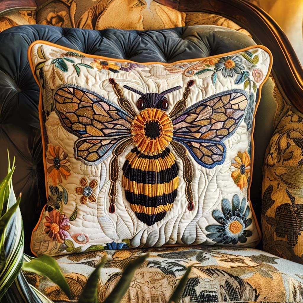 Celestial Bee Quilted Pillow Case Pillow Cover for Living Room Decor
