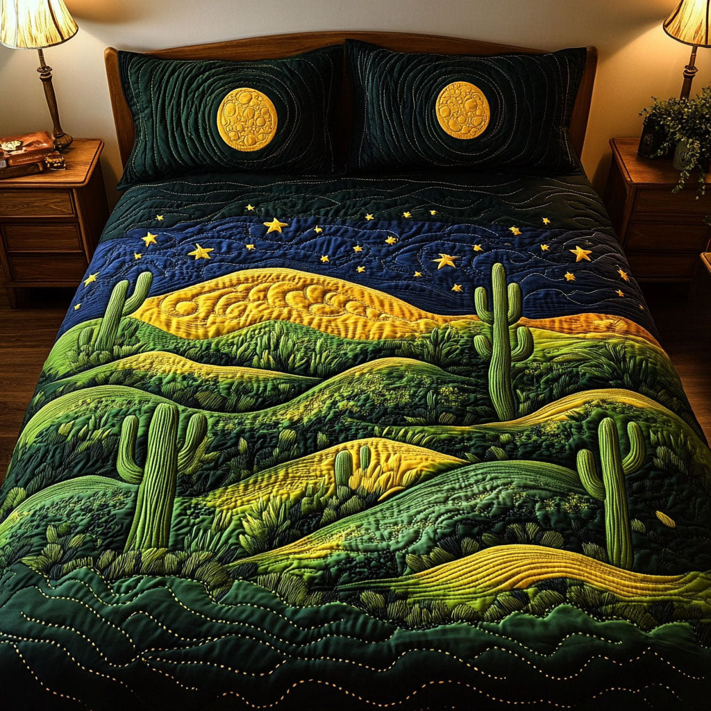 Celestial Cacti Quilted Bedding Set Beautiful Bedding Merch Gift for a Peaceful Sleep
