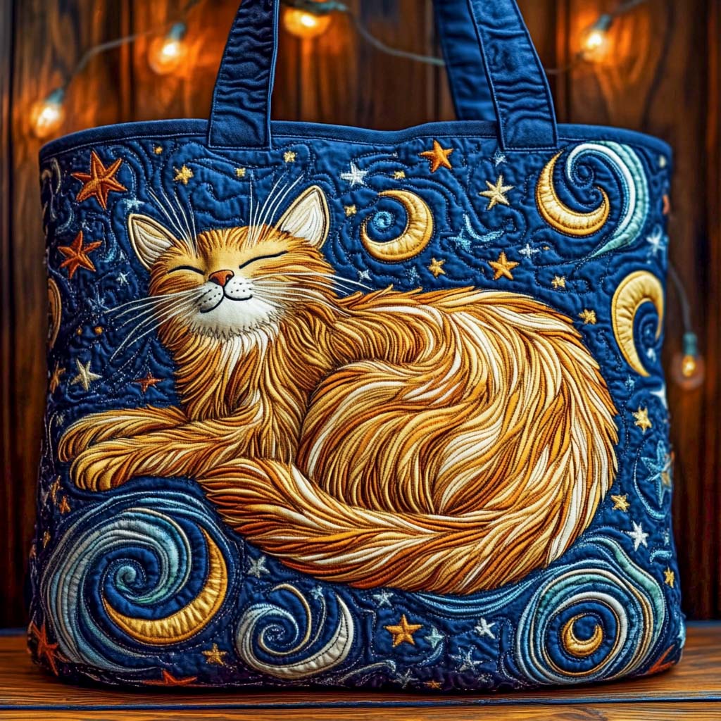 Celestial Cat Dreams Quilted Tote Bag Xmas Gift For Brother In Law