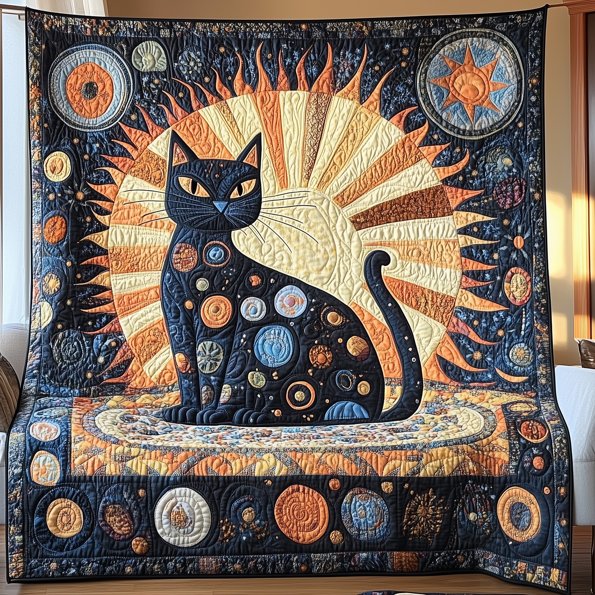 Celestial Cat Quilted Blanket Cute Bed BlanketCrazy Cat Lady Gifts