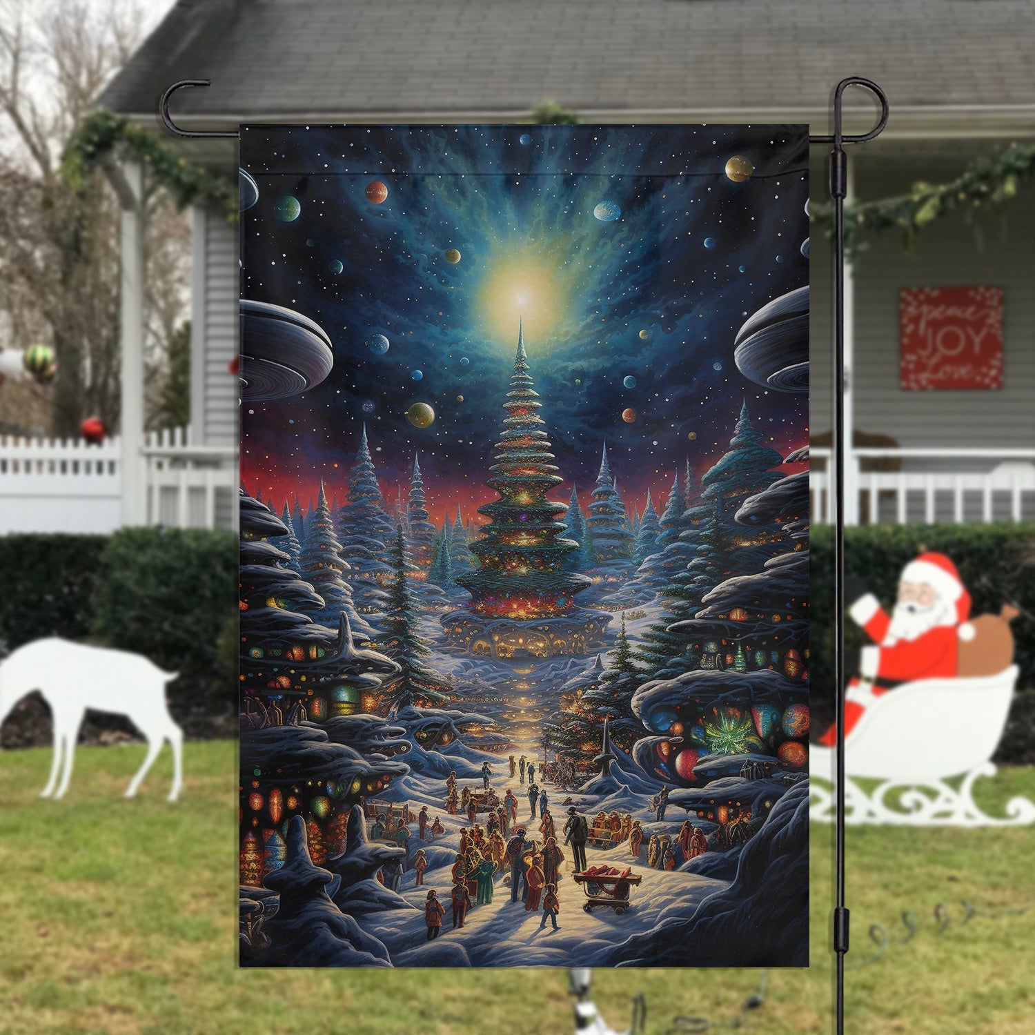 Celestial Celebration Beneath The Xmas Tree Garden Flag Christmas Home Decor Best Xmas Gifts