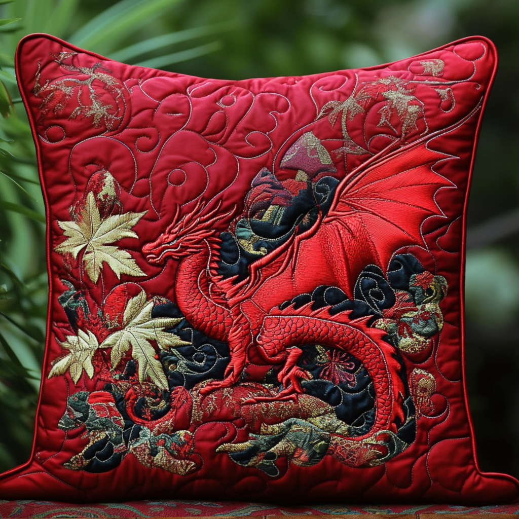 Celestial Dragon Flight Quilted Pillow Case Decorative Fall Pillow Covers Best Dragon Gifts