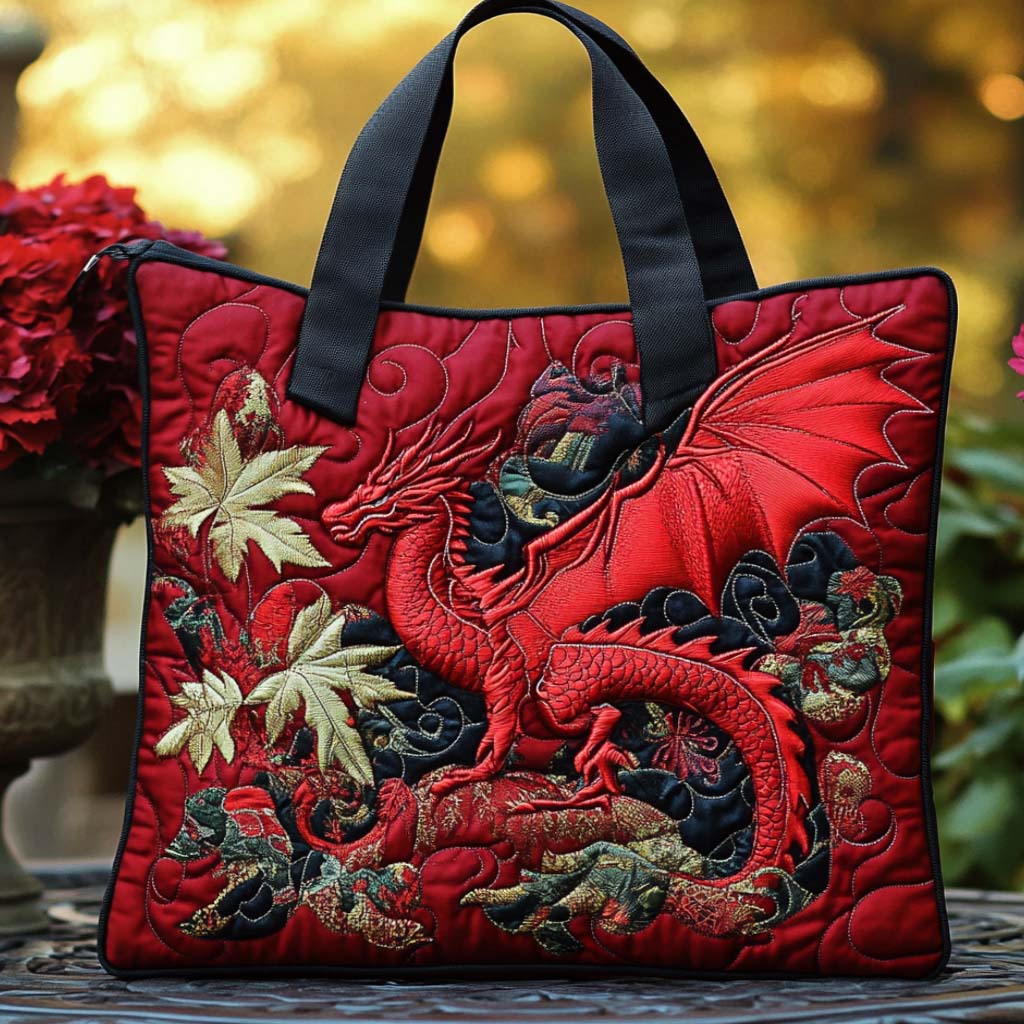 Celestial Dragon Flight Quilted Tote Bag Dragonfly Christmas Gifts