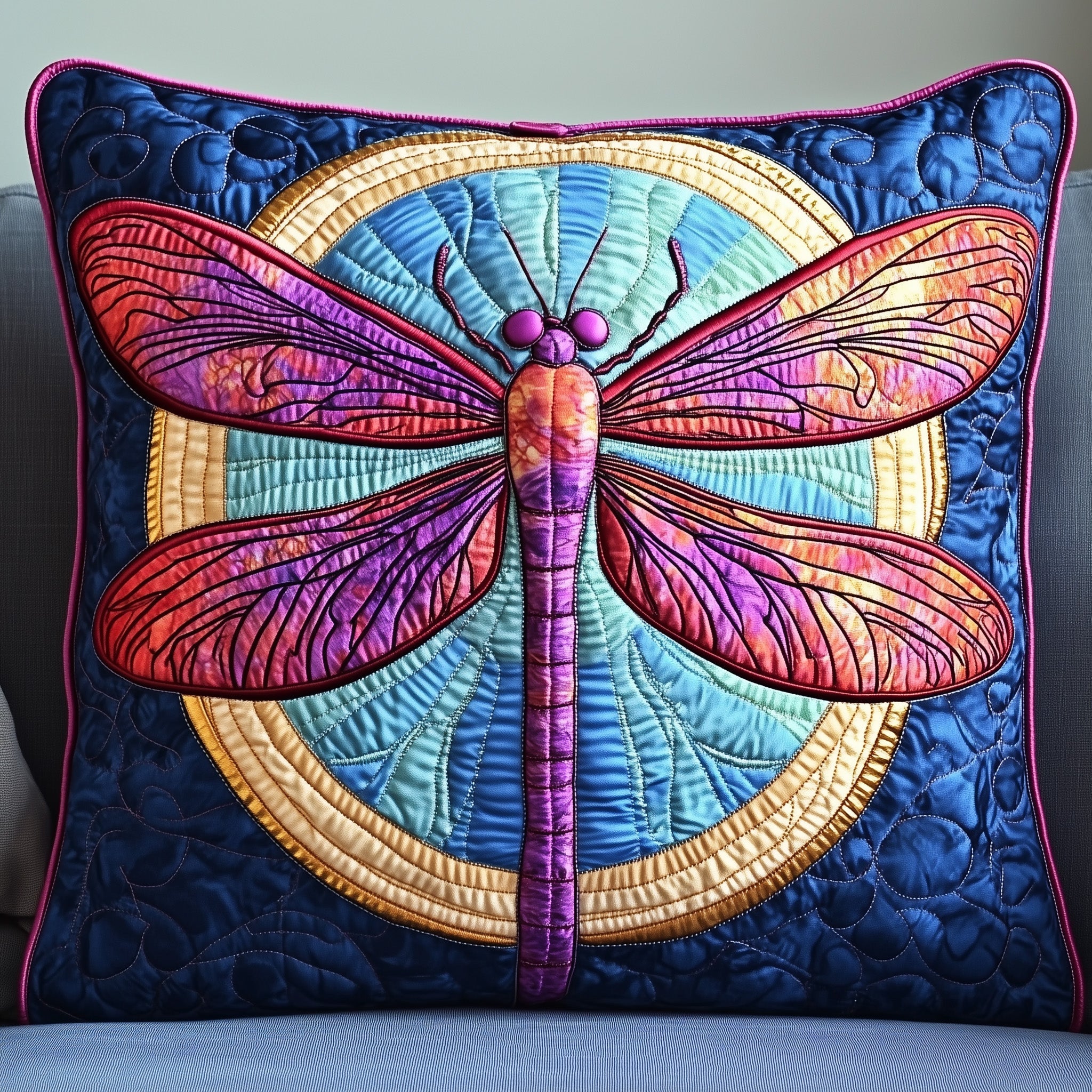 Celestial Dragonfly Quilted Pillow Case Throw Pillow Cover ItemDragonfly Gifts For Mom