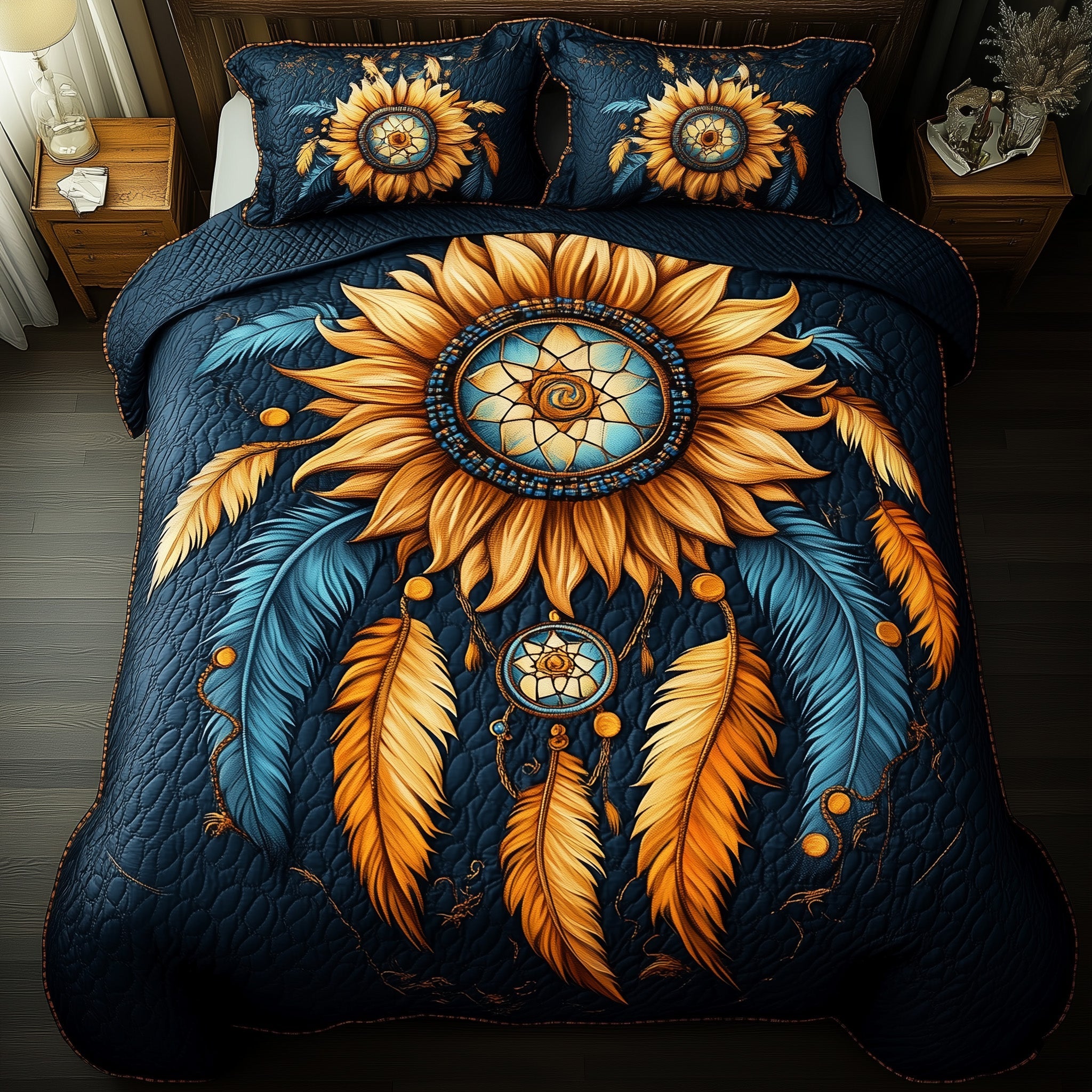 Celestial Dream Catcher Quilted Bedding Set Duvet Cover Merchandise Cute Cat Gifts For Cat Lovers