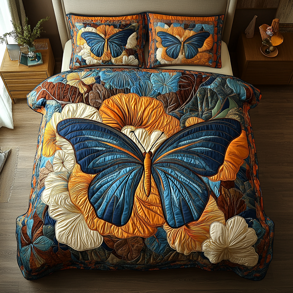Celestial Flutter Quilted Bedding Set Best Bed Sheet Set Butterfly Gifts For Women