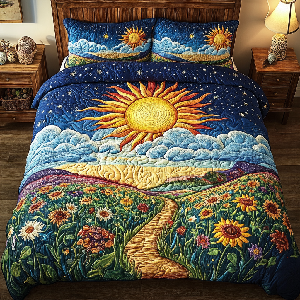 Celestial Garden Quilted Bedding Set Stylish Bedding Merch Gift for Home Lovers