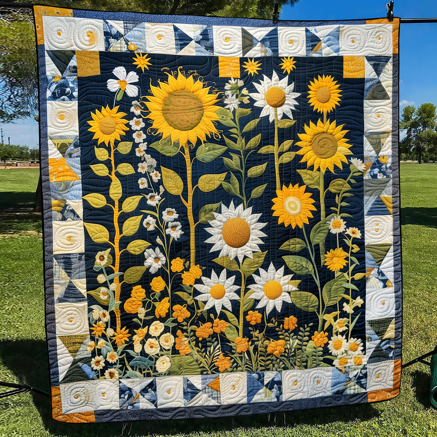 Celestial Garden Quilted Blanket Gifts For Sunflower Lovers