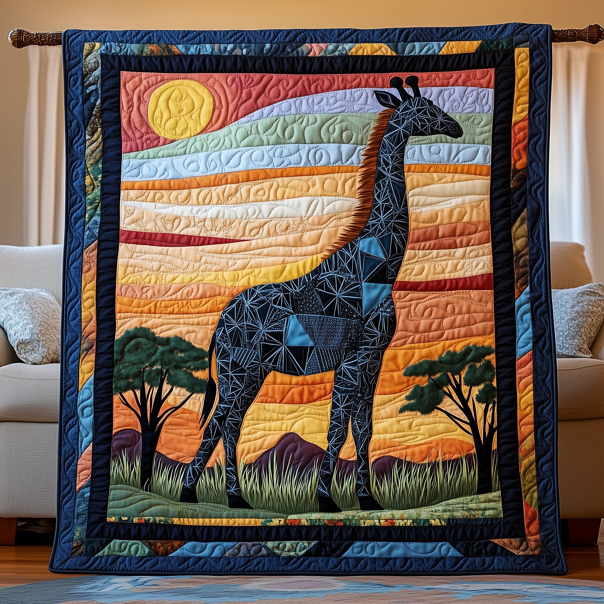 Celestial Giraffe Quilted Blanket Sofa Throw BlanketUnique Gifts For Giraffe Lovers