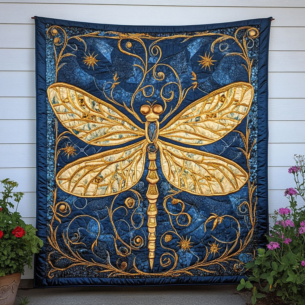 Celestial Glow Quilted Blanket Christmas Room Decor Dragonfly Gifts For Lady
