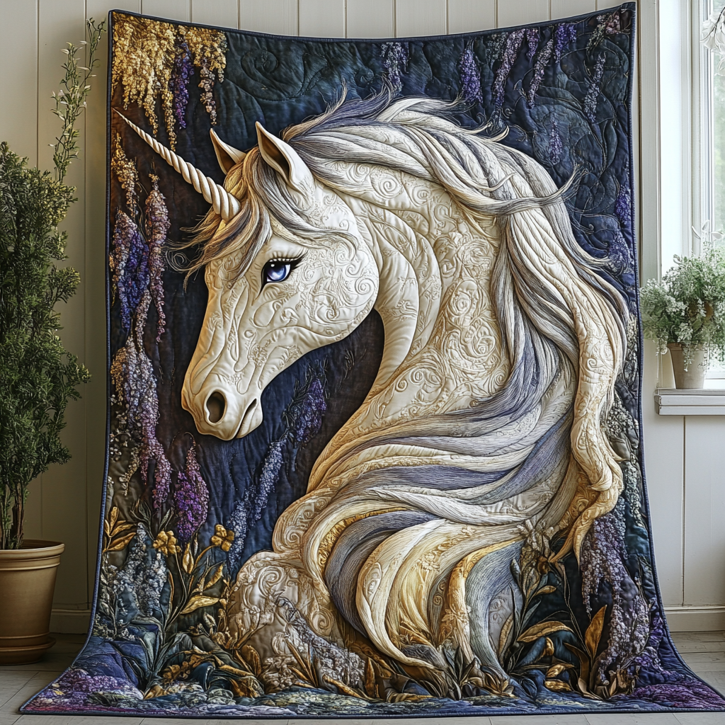 Celestial Guardian Quilted Blanket Christmas Throw Blanket Unicorn Gifts Adults
