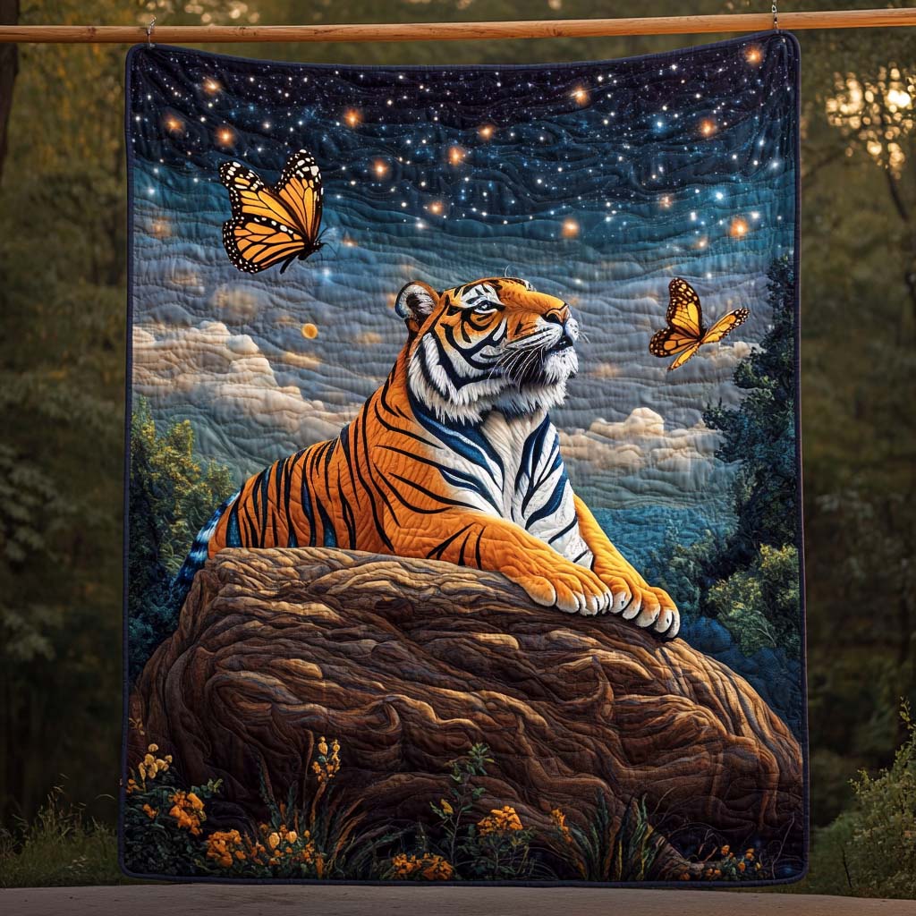 Celestial Guardian Quilted Blanket  Tiger Blanket Unique Gift For Friend