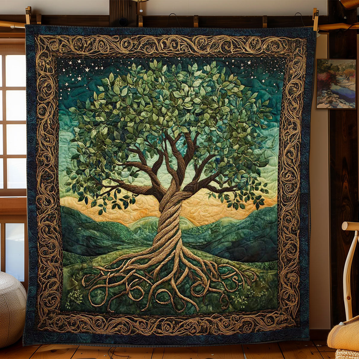 Celestial Harmony Tree Of Life Quilt Cozy Quilt Blanket for Winter Relaxation