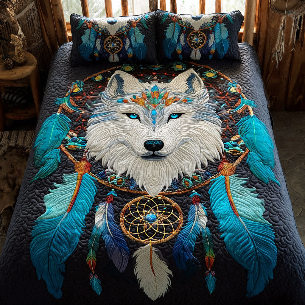 Celestial Howl Quilted Bedding Set Christmas Duvet Cover Best Gifts For Wolf Lovers