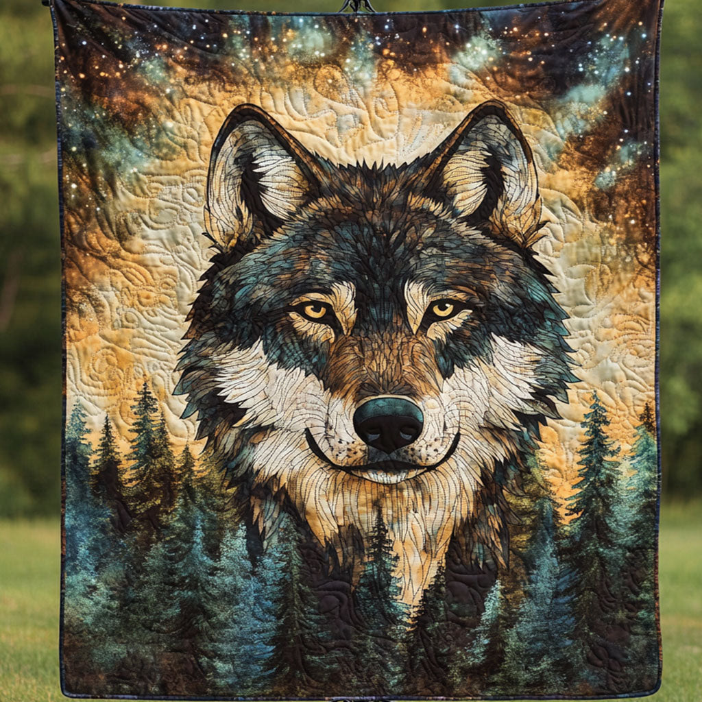 Celestial Howl Quilted Blanket Cute Bedroom Decor Wolf Christmas Presents
