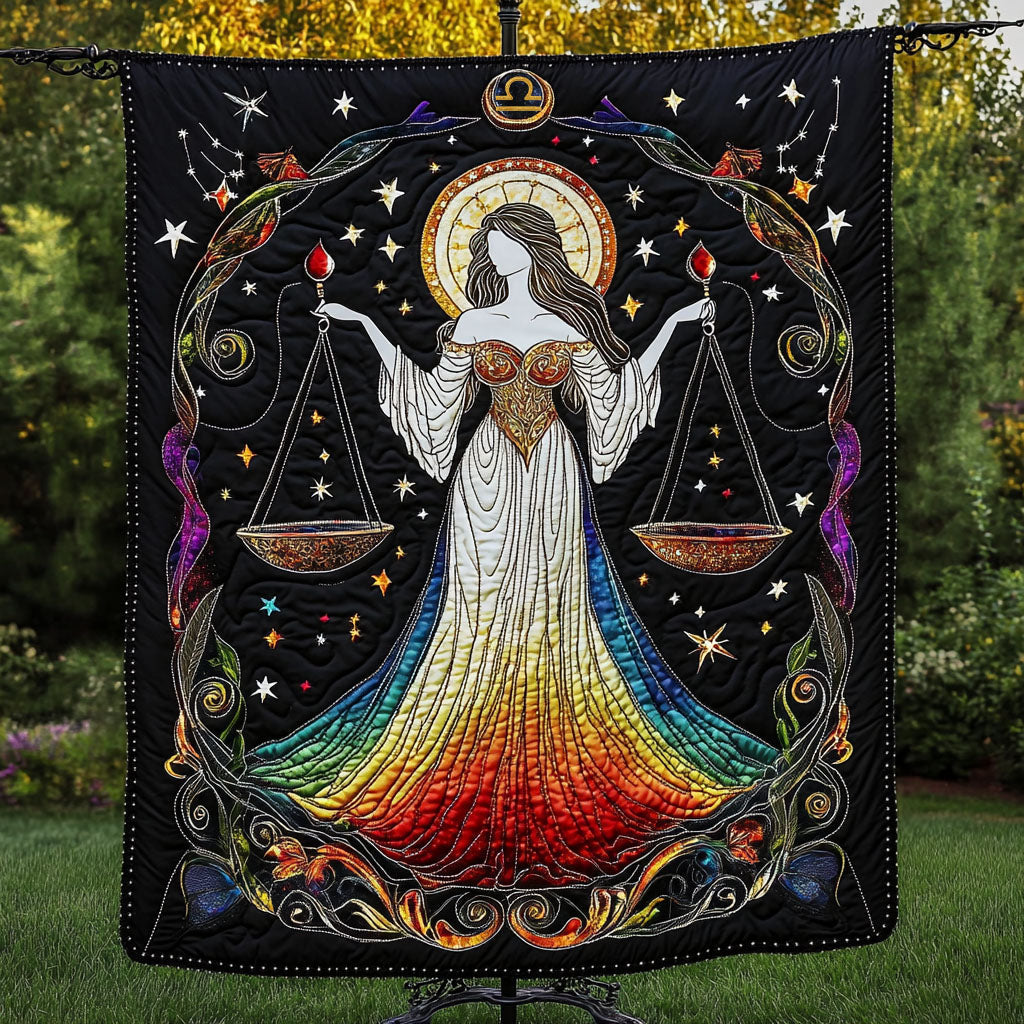 Celestial Libra Goddess Quilted Blanket Cute Throw Blanket Gifts For Libra Woman
