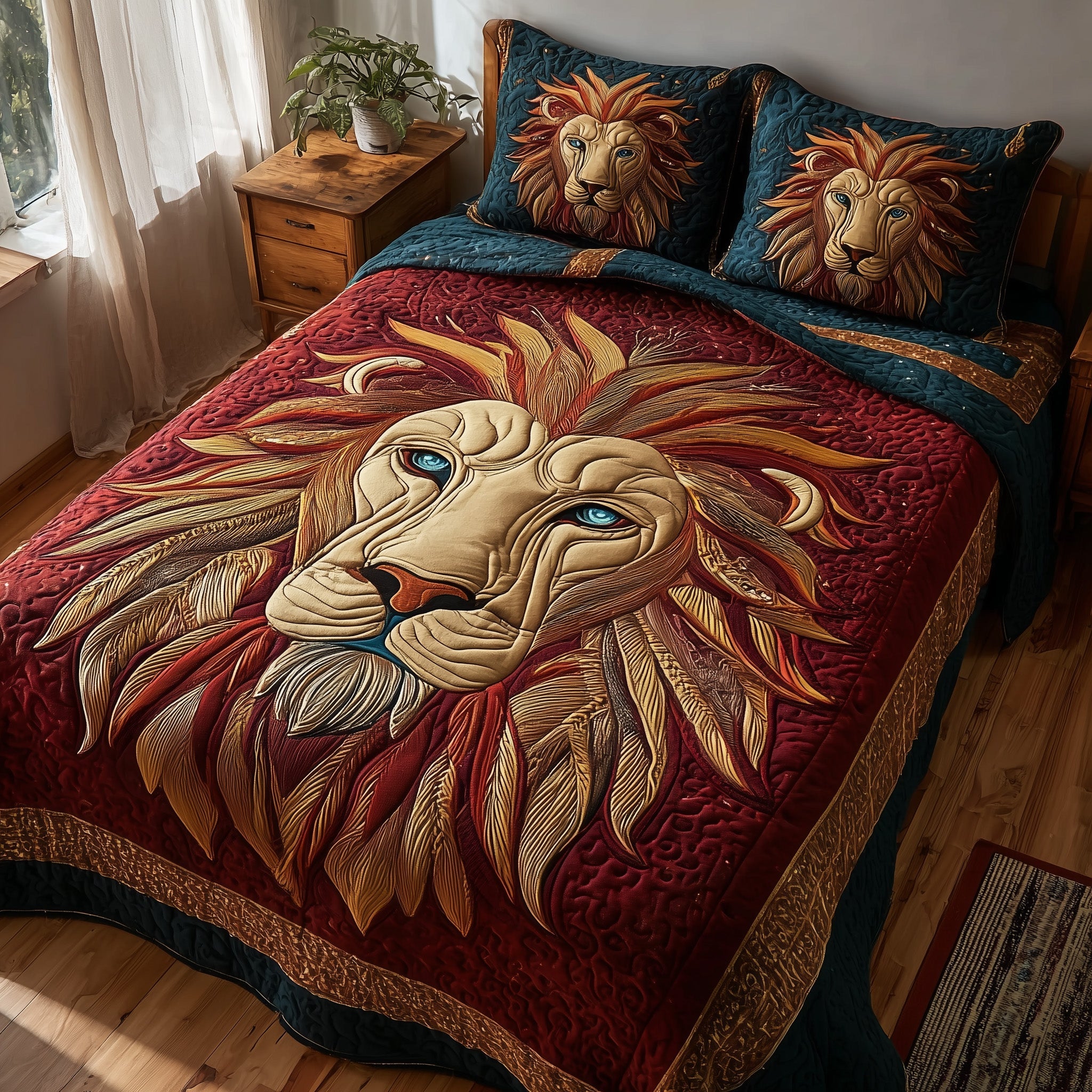 Celestial Lion Quilted Bedding Set Ultimate Comfort
