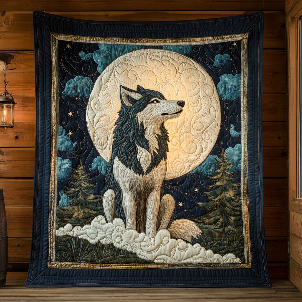 Celestial Moon Wolf Quilt Soft and Cozy Quilt Blanket for Comfortable Sleep