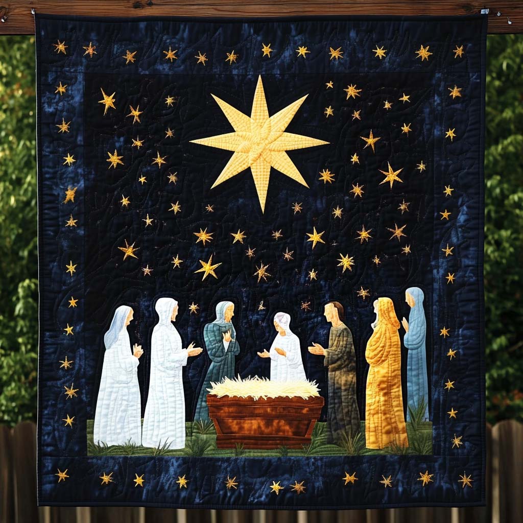 Celestial Nativity Quilted Blanket Religious Christmas Gifts