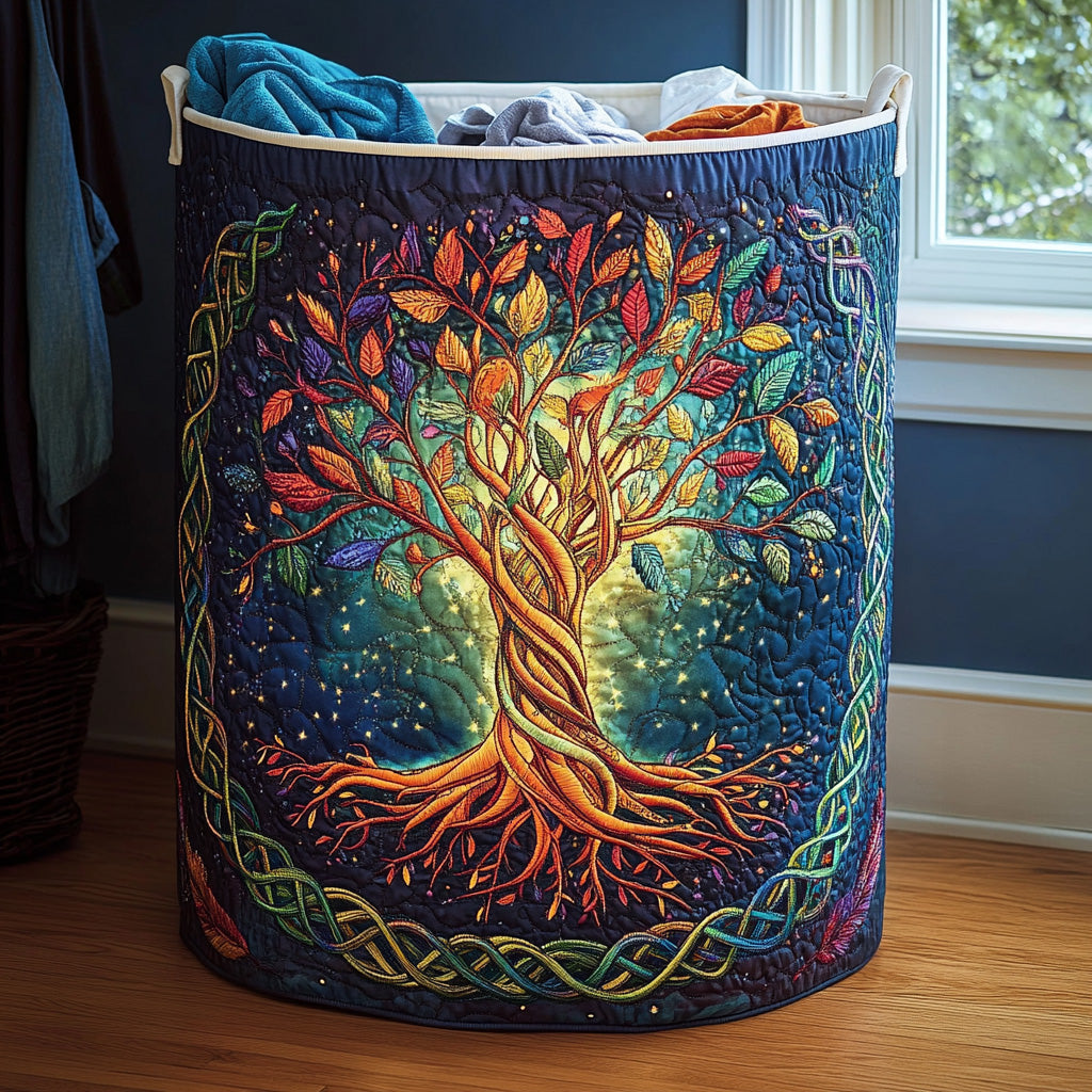 Celestial Oak Quilted Laundry Basket Excellent Gift For Her