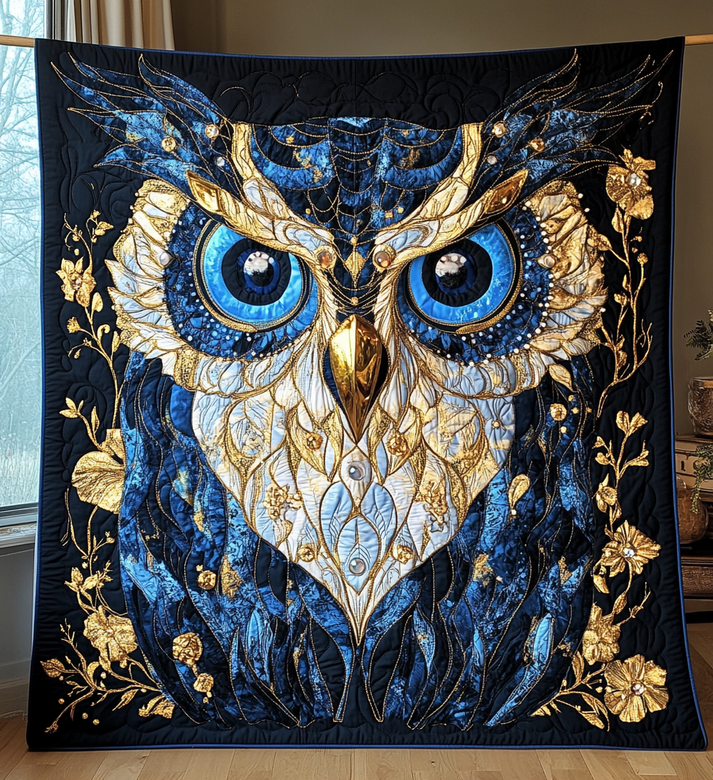 Celestial Owl Quilted Blanket Gift For Owl Lover