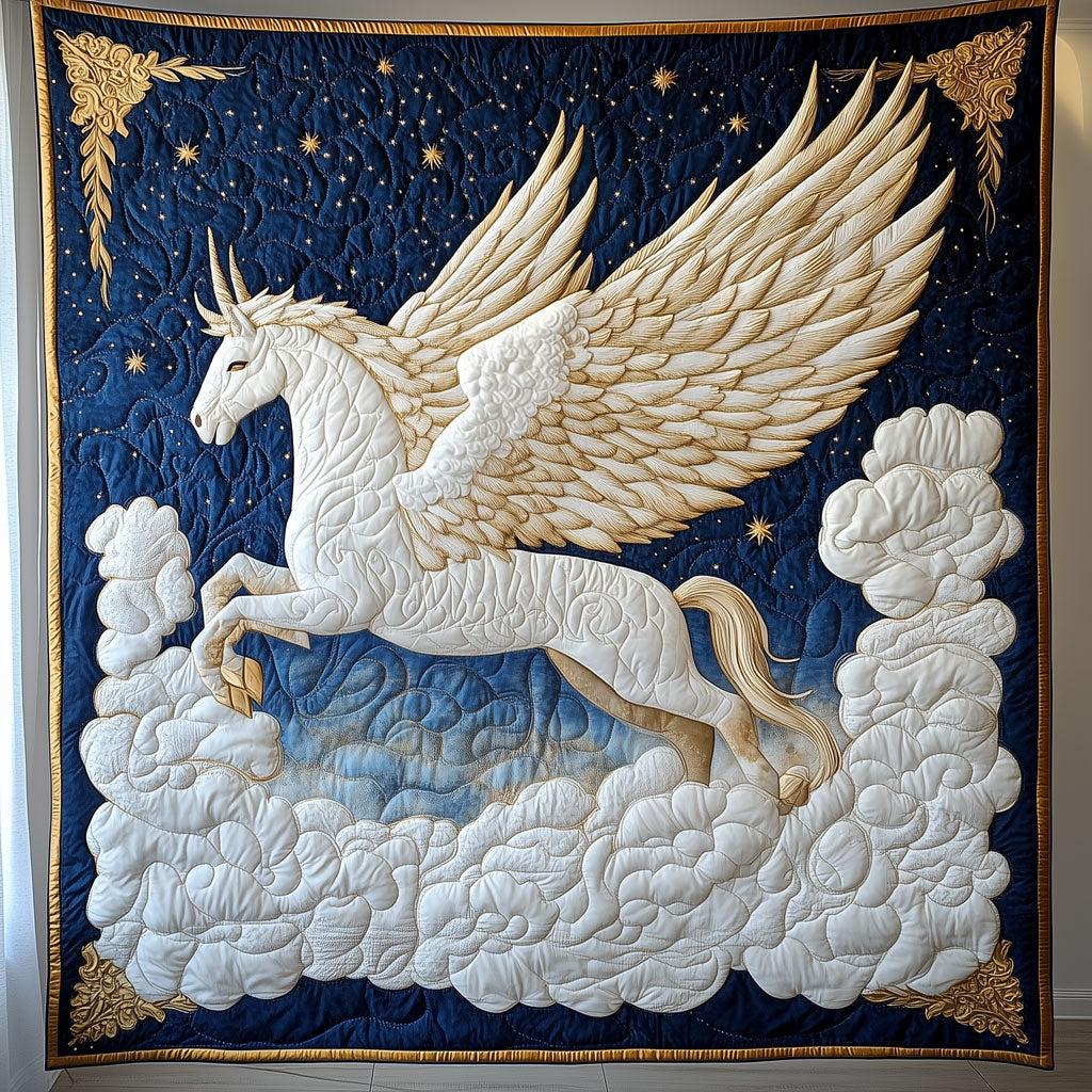 Celestial Pegasus Quilt Blanket Throws For Couch Gifts For People Who Like Horses