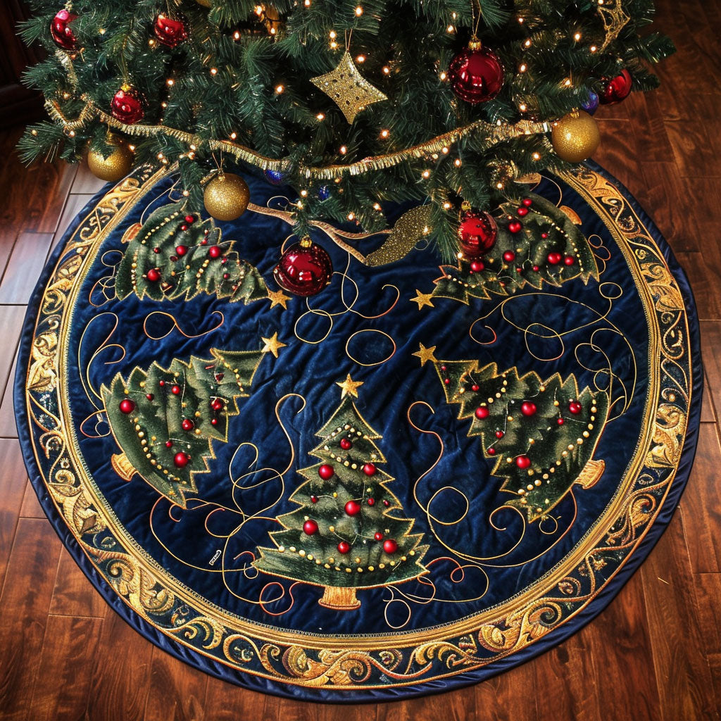 Celestial Pines Quilted Tree Skirt Charming Quilted Tree Skirt Gift for Festive Spirit