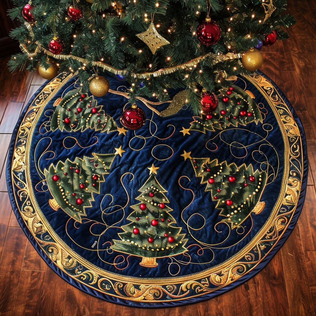 Celestial Pines Quilted Tree Skirt Christmas Themed Unique Xmas Gift Ideas