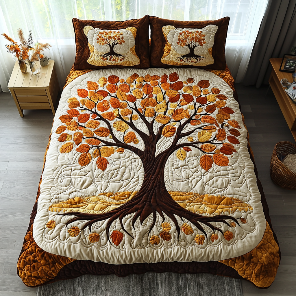 Celestial Roots Quilted Bedding Set Best Bed Sheet Set Tree Of Life Gifts For Her