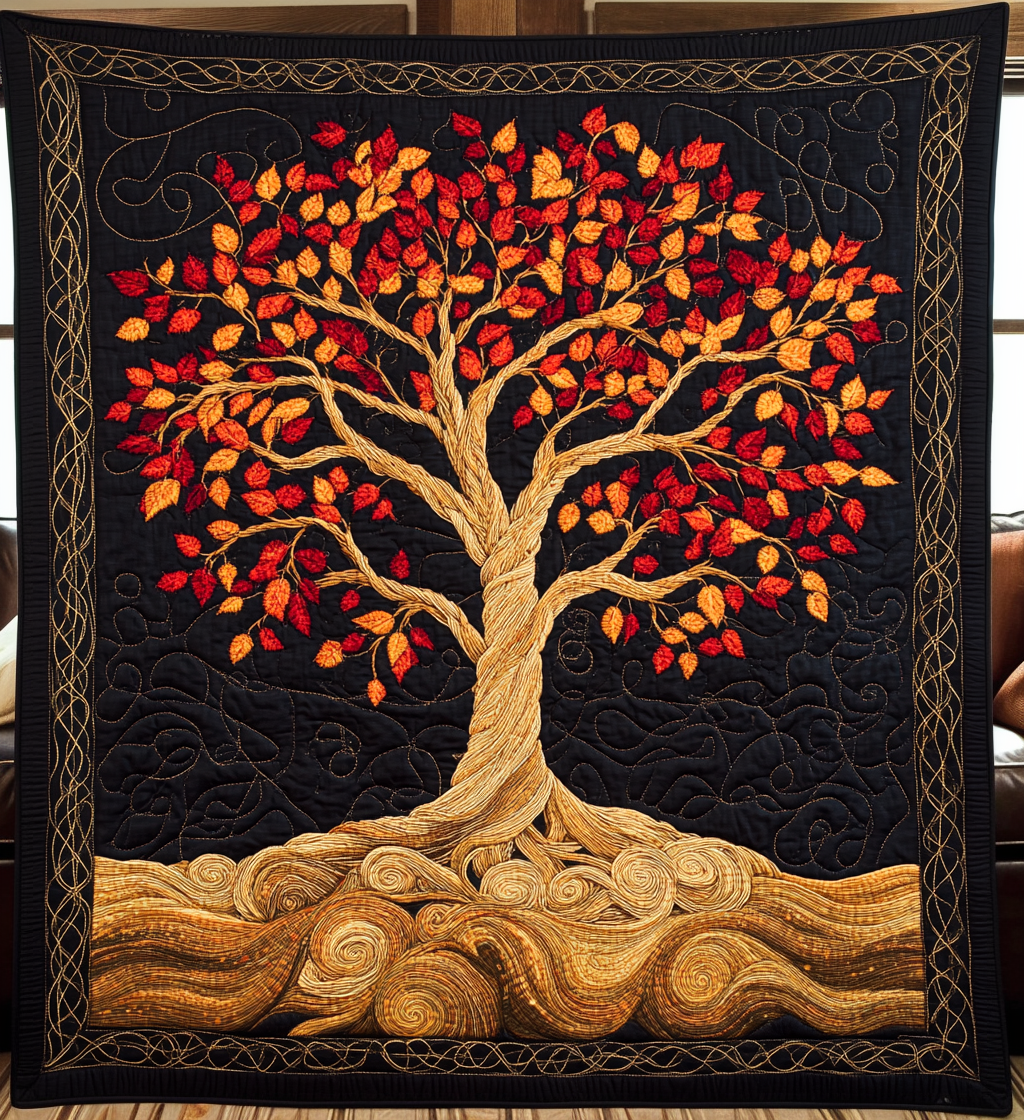 Celestial Roots Quilted Blanket Tree Of Life Throw Blanket