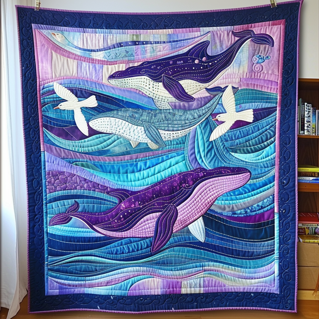 Celestial Seas Quilted Blanket Whale Gifts For Adults