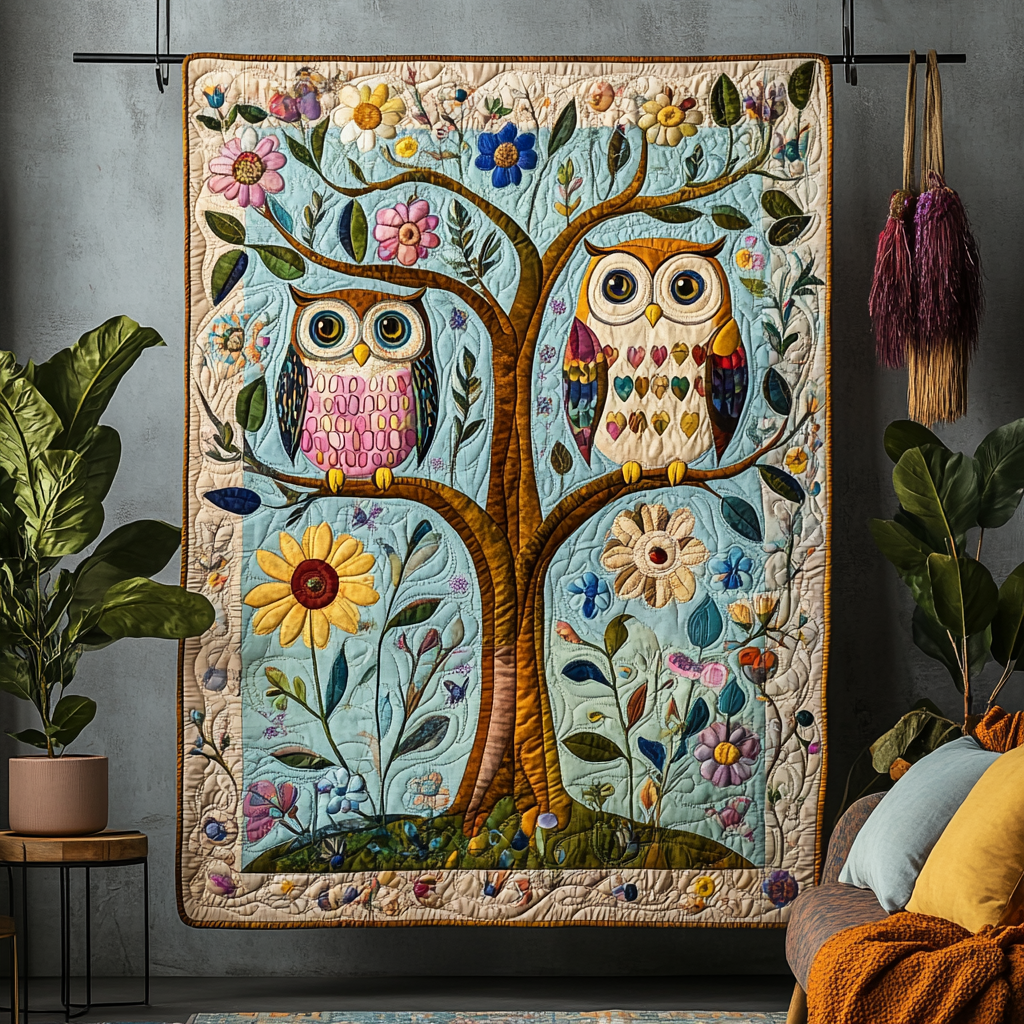 Celestial Sentries Quilted Blanket Owl Blanket Idea Gifts For Her