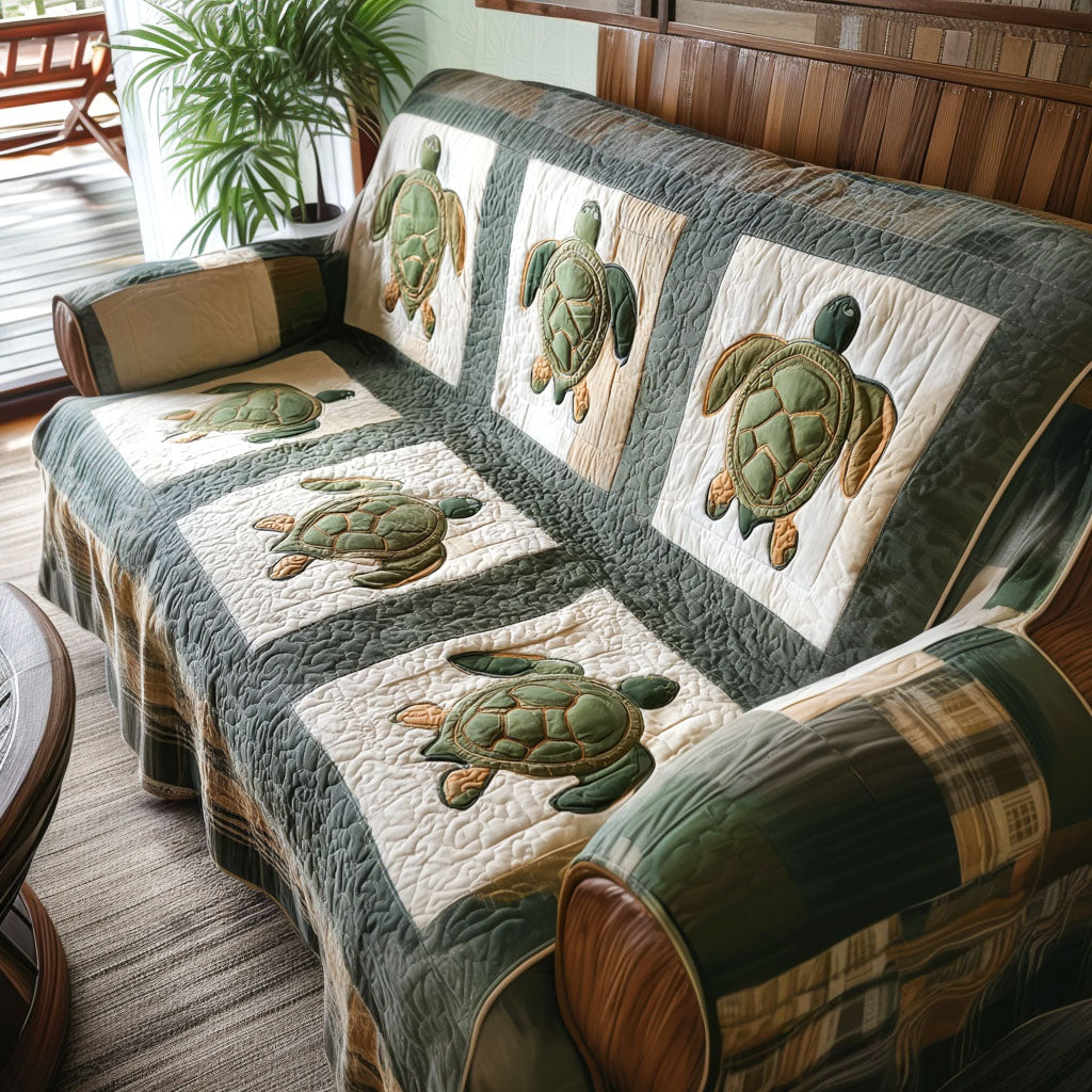 Celestial Shell Quilted Sofa Cover Couch Protector Gifts For People Who Loves Sea Turtle