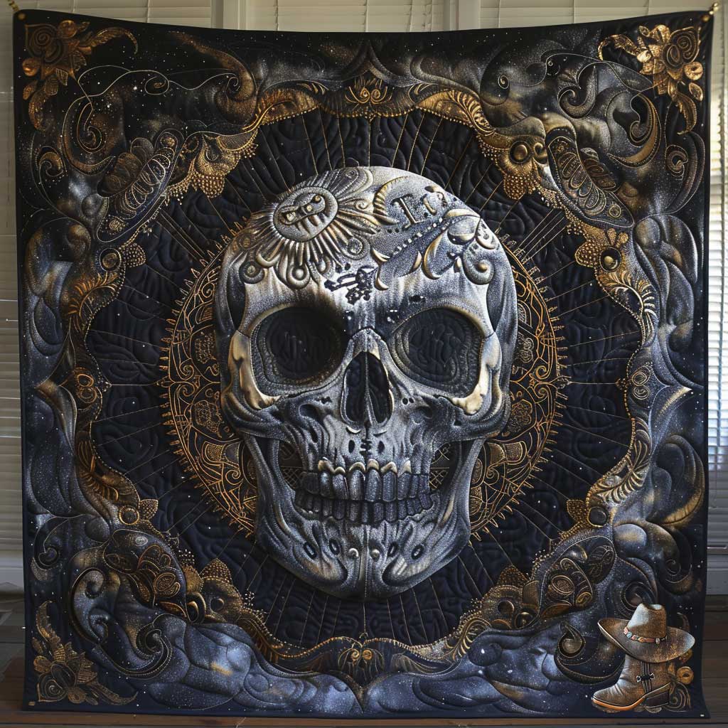Celestial Skull Quilt Blanket Christmas Blanket Good Christmas Gifts For Boyfriend