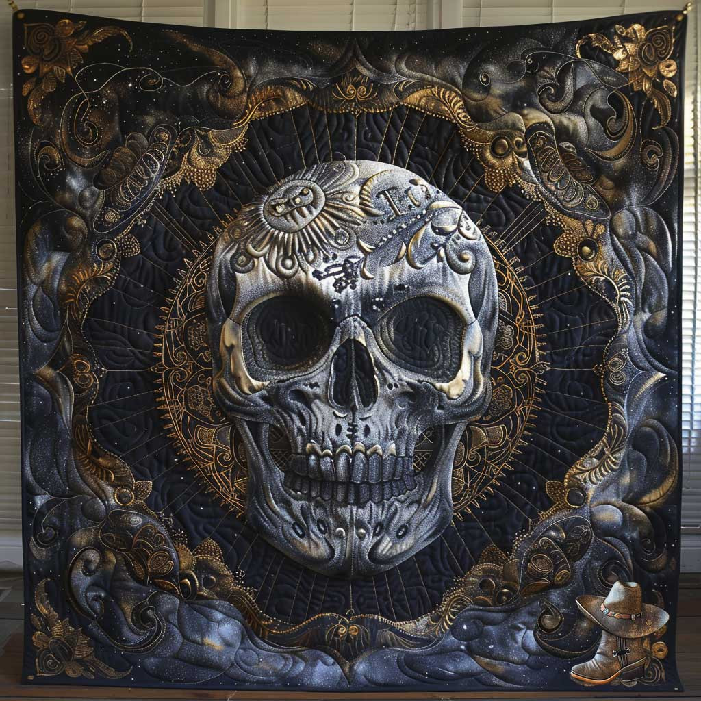 Celestial Skull Quilt Blanket Couch Blanket Useful Gifts For Dad