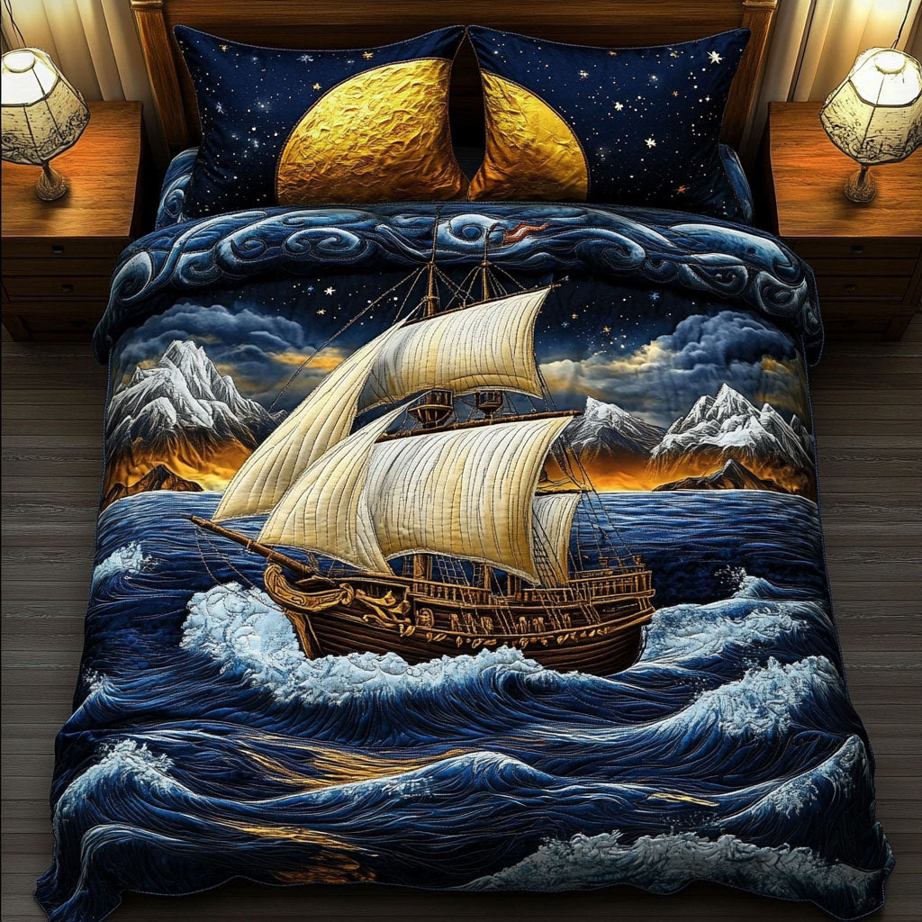 Celestial Voyage Quilted Bedding Set Best Comforter Sets Sailboat Gifts For Him