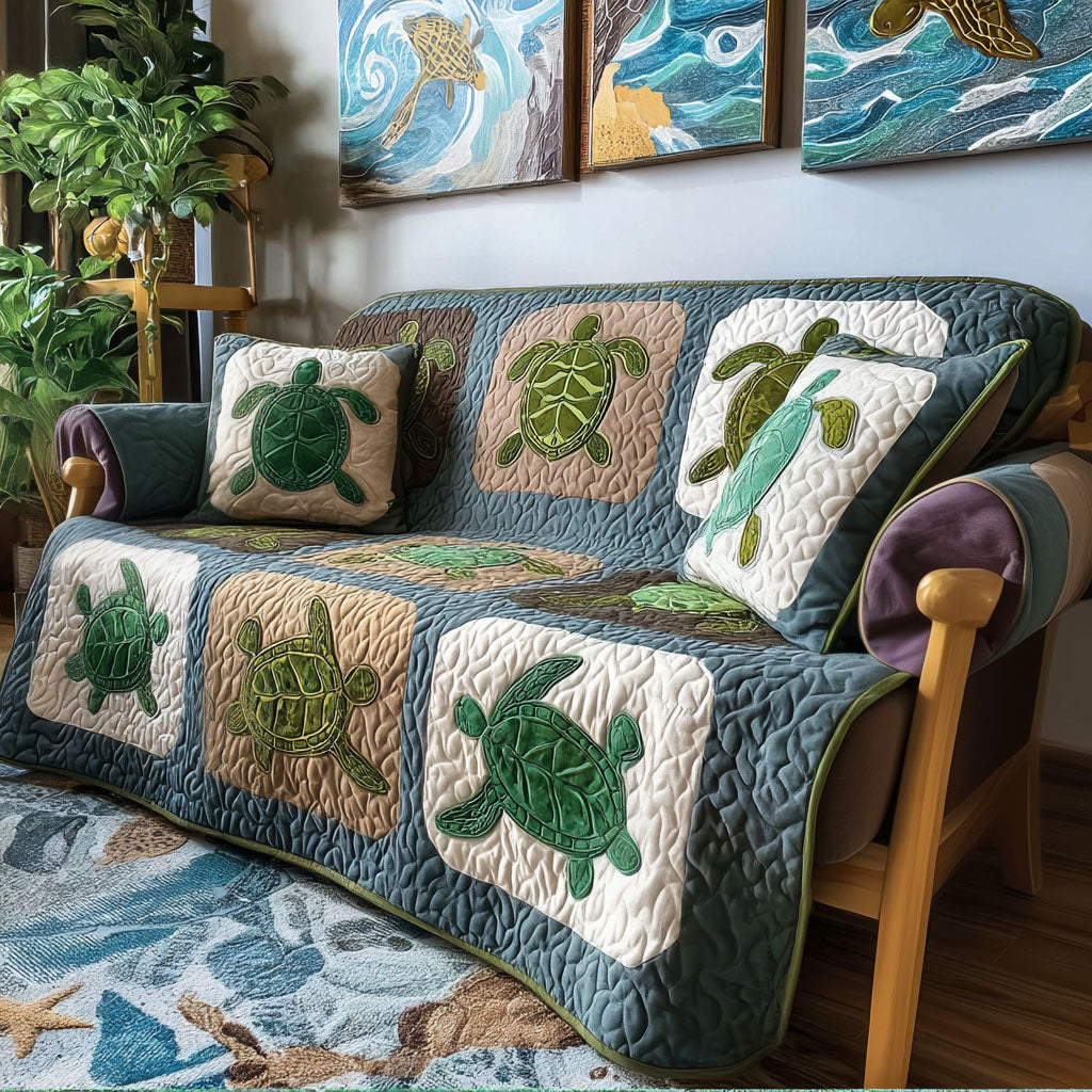 Celestial Voyage Quilted Sofa Cover Sofa Seat Covers Gift Ideas For Sea Turtle Lovers