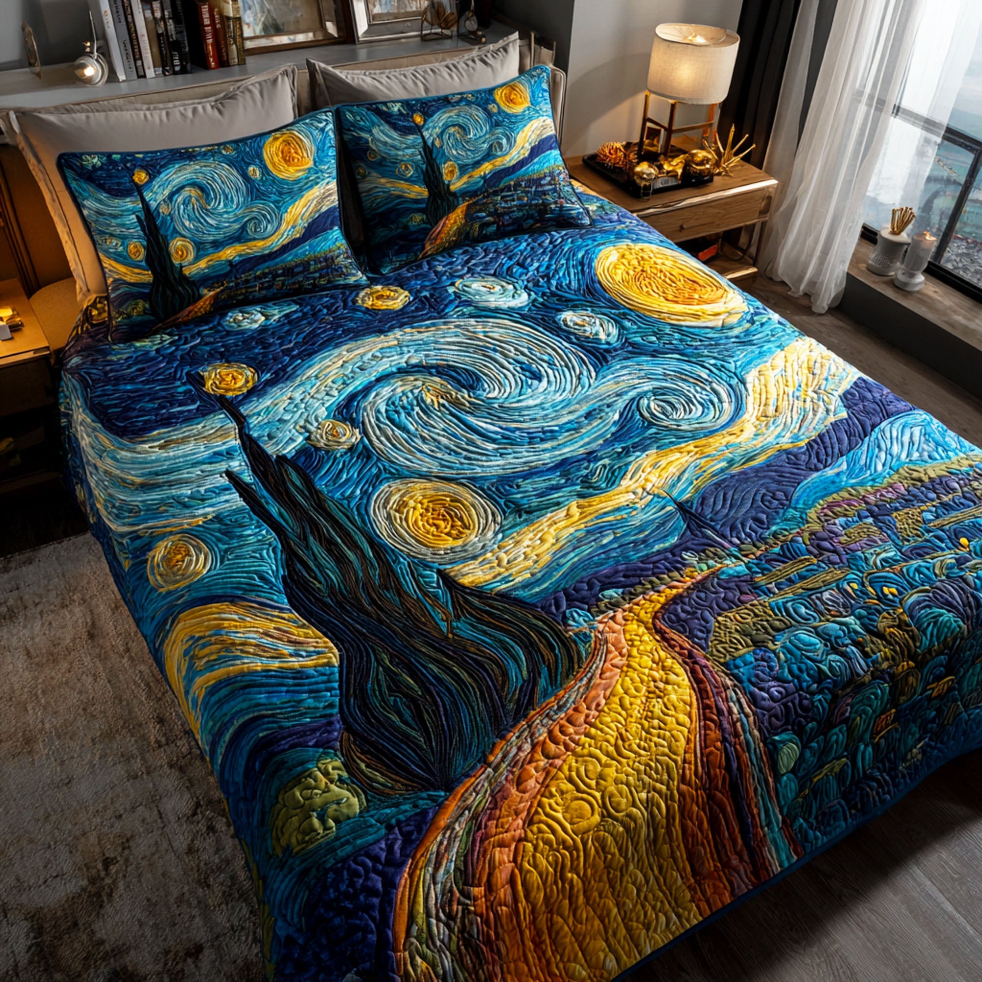 Celestial Waves Quilted Bedding Set Bedroom Decor Ideas Xmas Gifts For Family