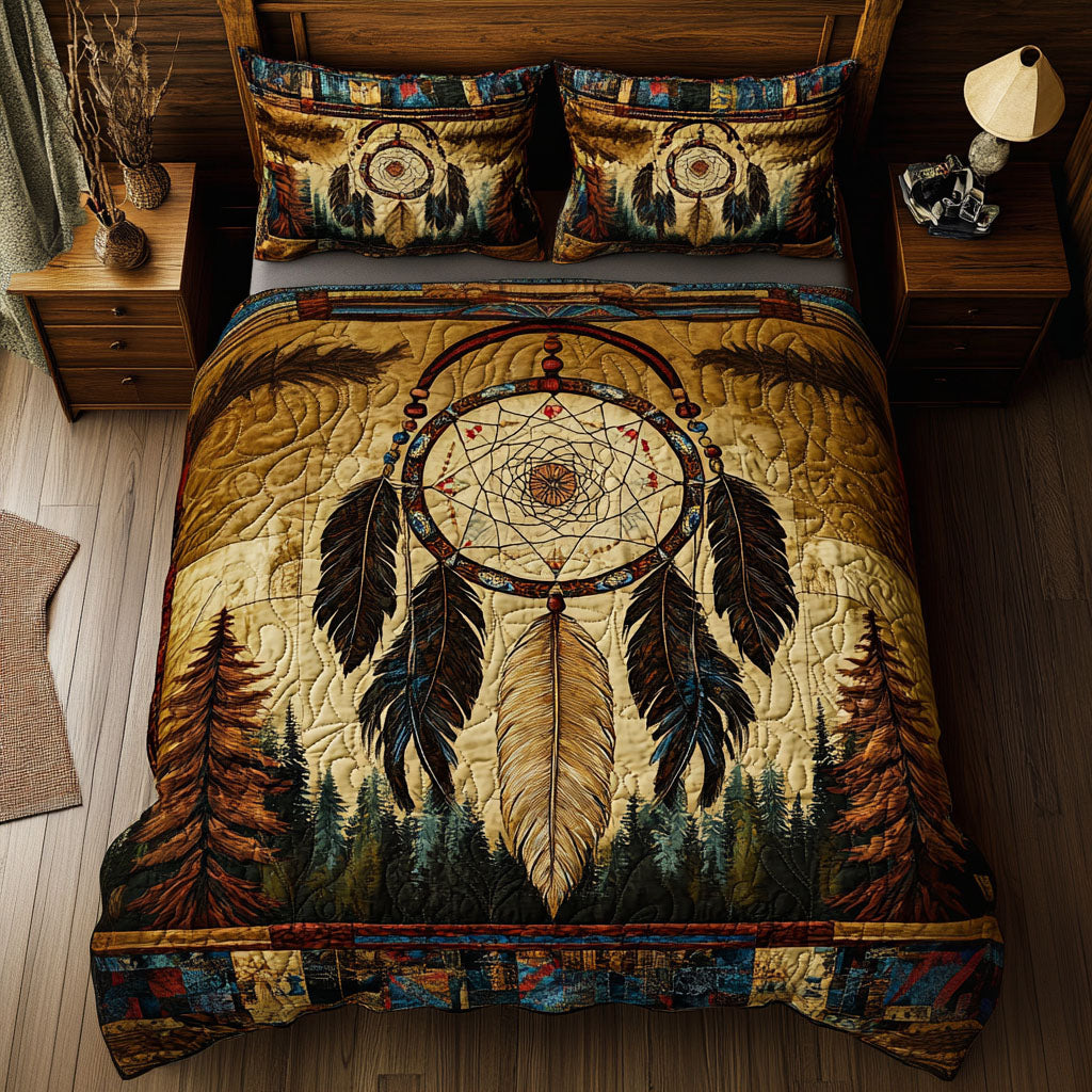 Celestial Web Quilted Bedding Set Cozy Bedroom Decor Native American Gift Ideas
